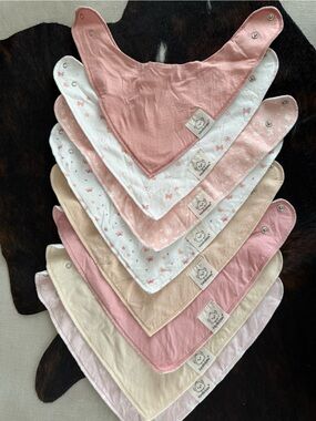 Pink & Cream Baby Bandana Bibs - Soft Cotton Drool Bibs (Set of 8)